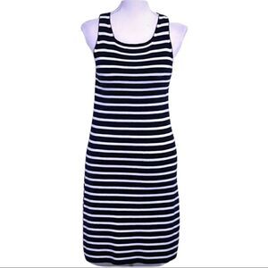 DKNY Navy White Striped Knit Sleeveless Dress SMALL